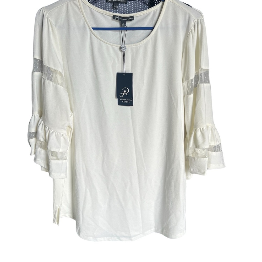 NWT Adrianna Papell Cream Blouse Size Extra Large